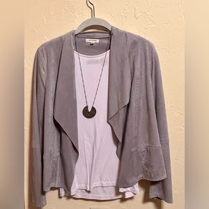 Max Studio Women Faux Suede Open Jacket * Medium * Grey
